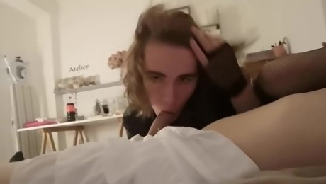 CUTE FEMBOY SUCKS HIS GIRLFRIEND CLITTY