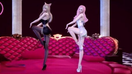 [MMD] Chaness - SeSeSe Sexy Hot Kpop Dance Ahri Seraphine League of Legends KDA Uncensored Hentai